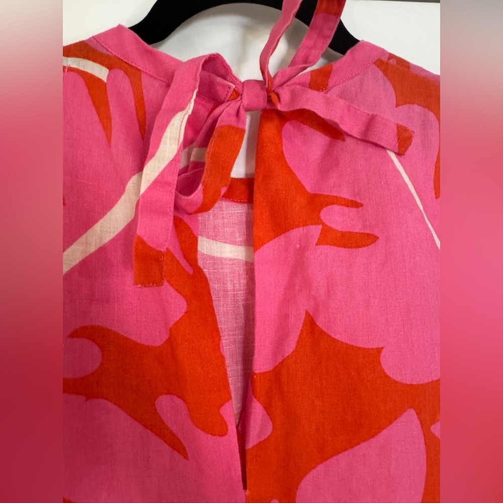 Trovata Red and Pink Leaf Print Dress - Picture 3 of 5